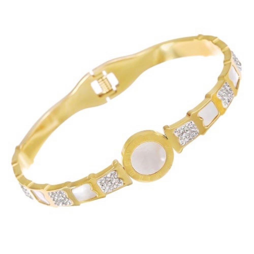Roman Numerals gold bracelet bangle